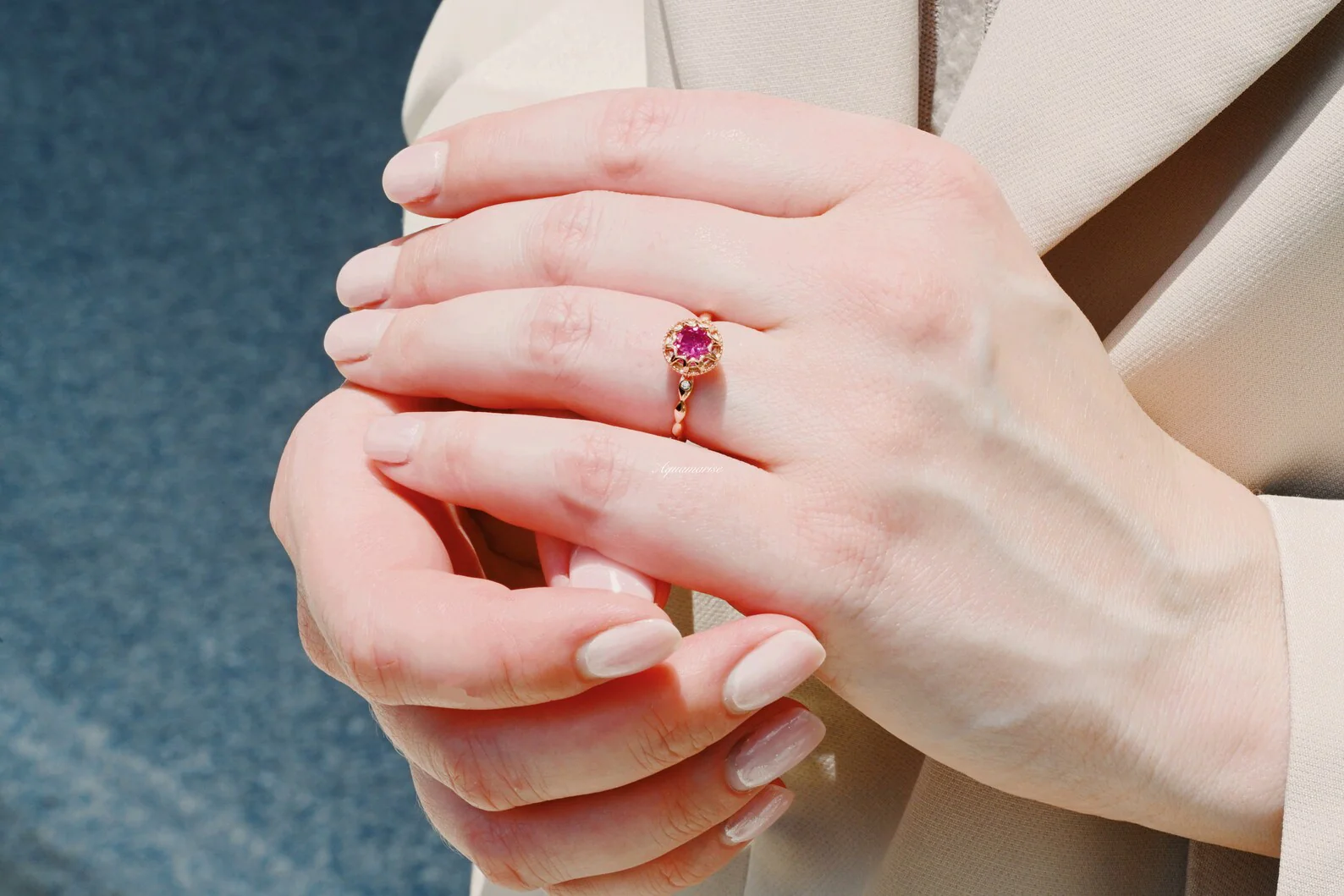 Vintage Ruby Ring in 14K Rose Gold Vermeil - Image 5
