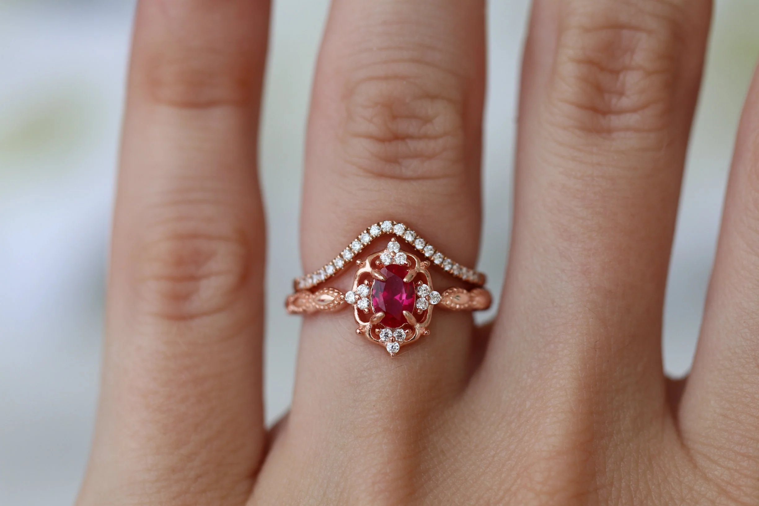 Vintage Ruby Ring in 14K Rose Gold Vermeil - Image 4