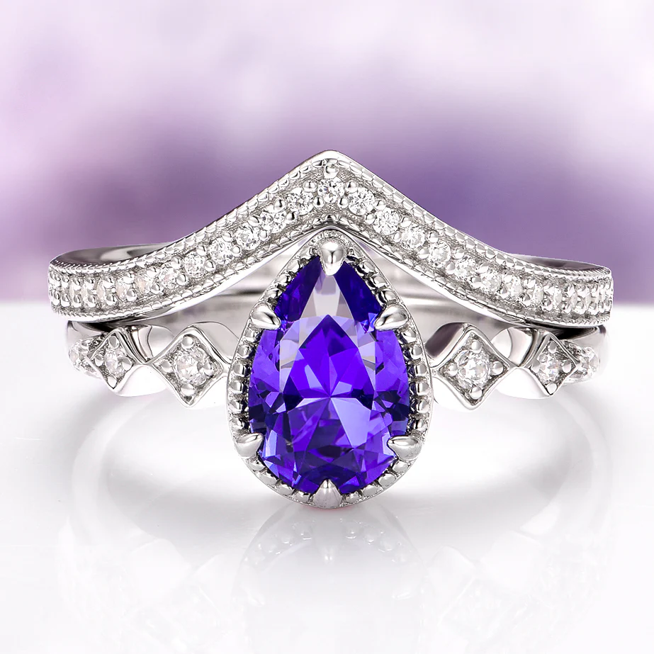 Vintage Tanzanite Ring Set in 14K White Gold