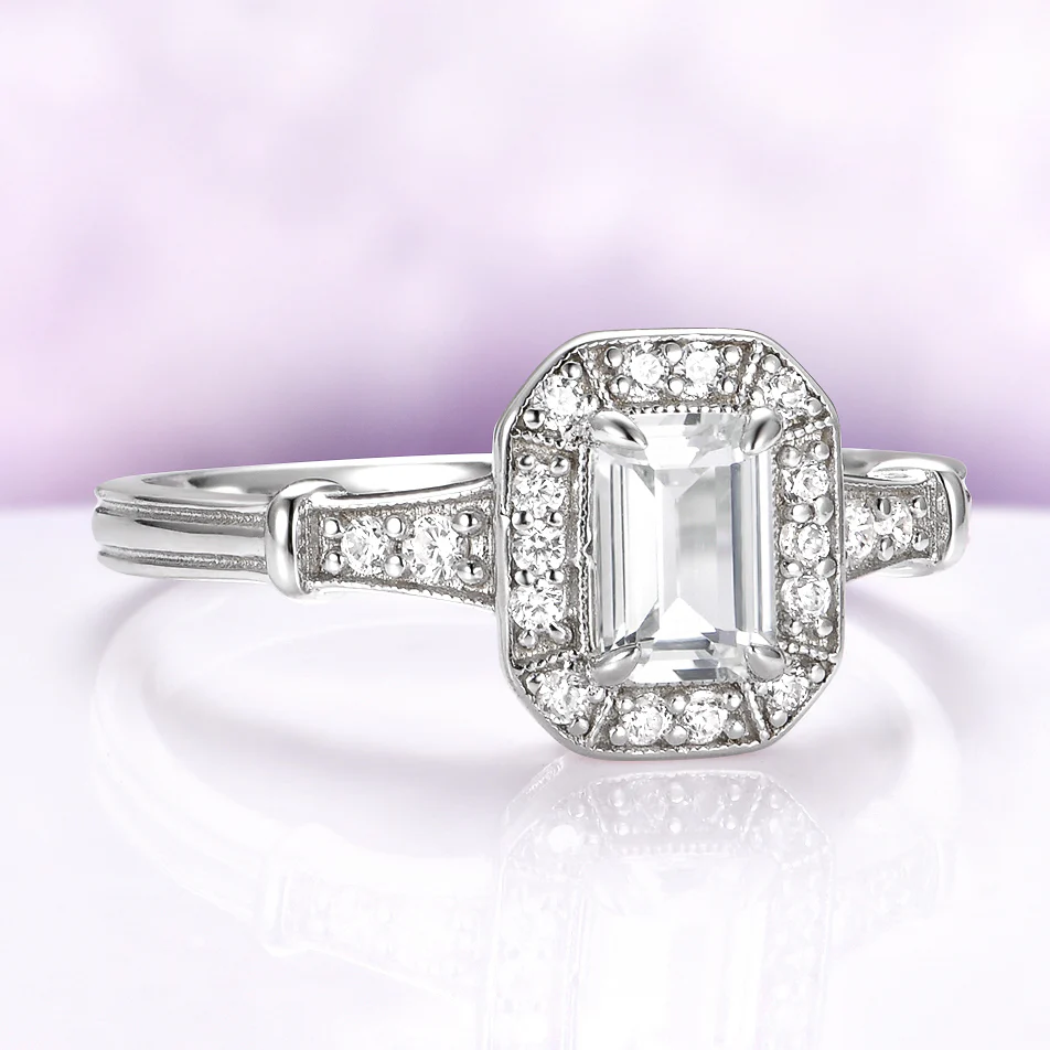 Vintage White Sapphire Ring in Sterling Silver - Image 3