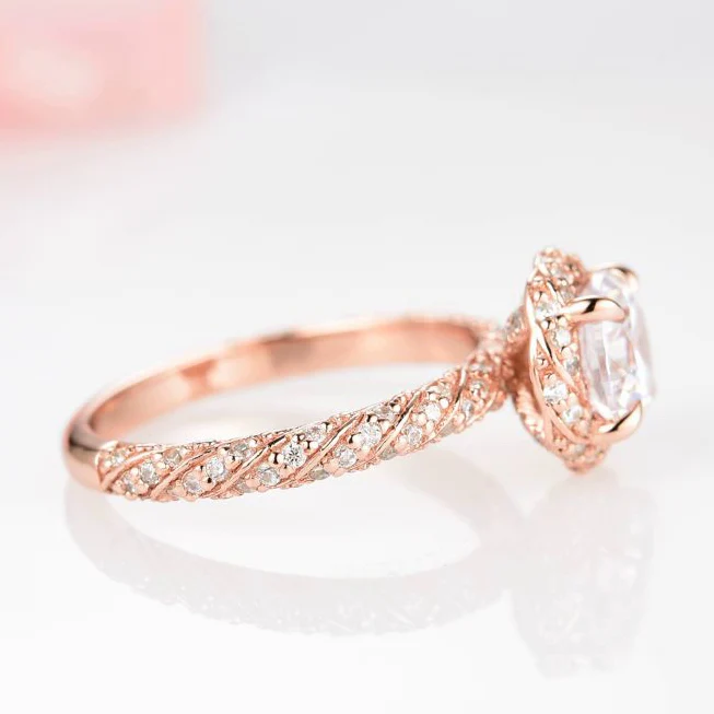 Waverly Moissanite Engagement Ring in 14K Solid Rose Gold - Image 4